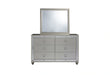 Riley Silver King Bed, Dresser, Mirror, 2 Nightstands and Chest