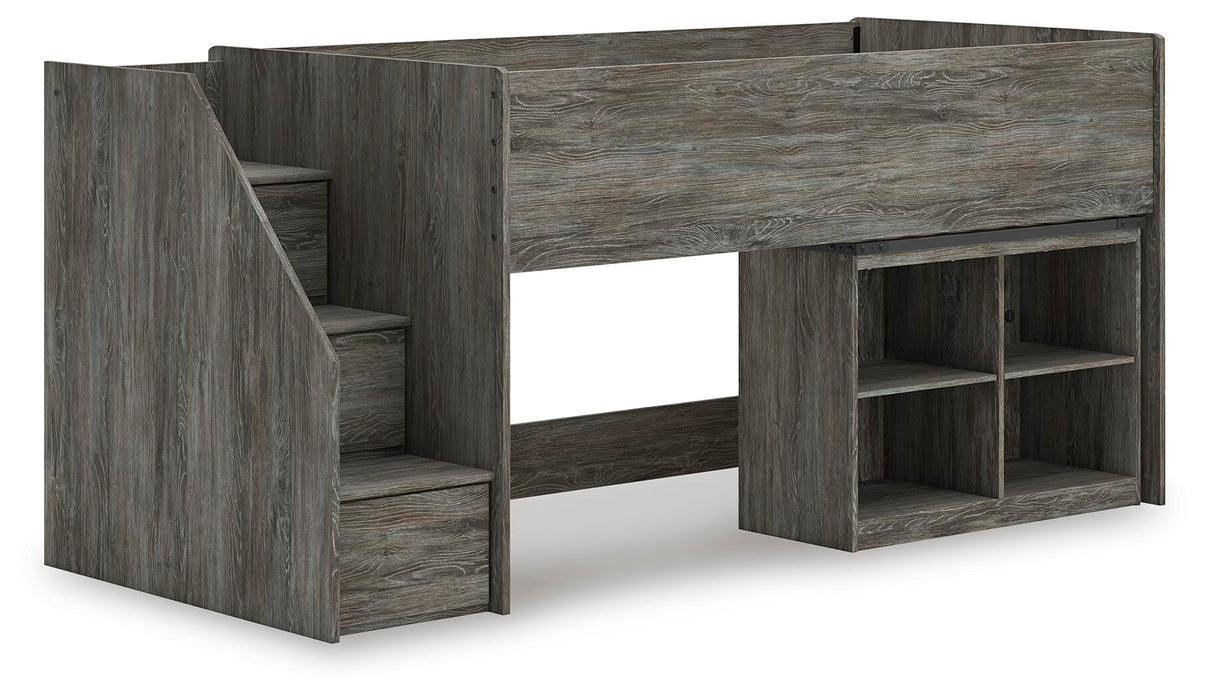Frandern Loft Bed with Bookcase Storage