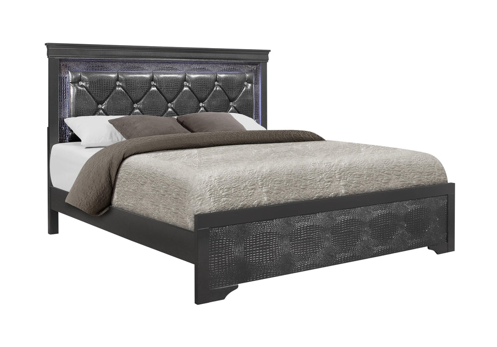 Pompei Metallic Grey Queen Bed image