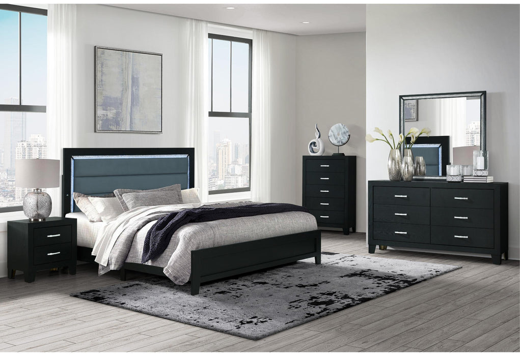 REID BLACK FULL BED WITH LED