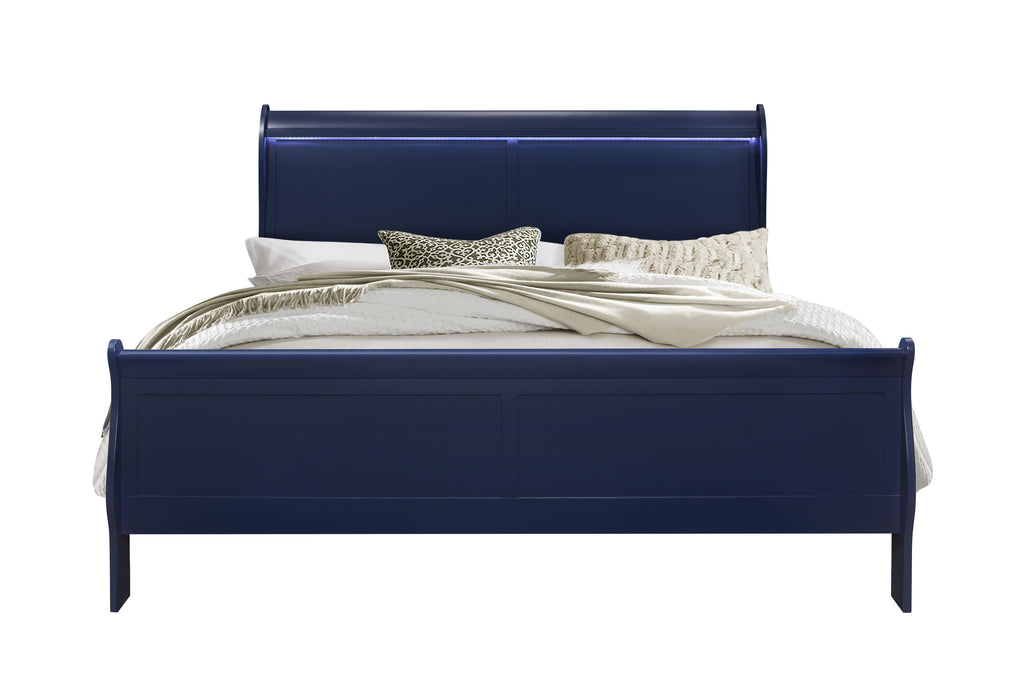 CHARLIE BLUE KING BED WITH LED, DRESSER, MIRROR, NIGHTSTAND
