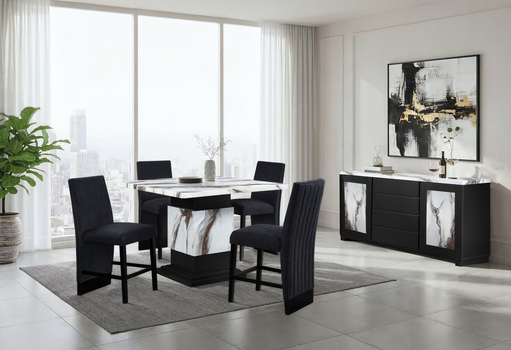 D12 BAR TABLE AND 4 BAR STOOLS