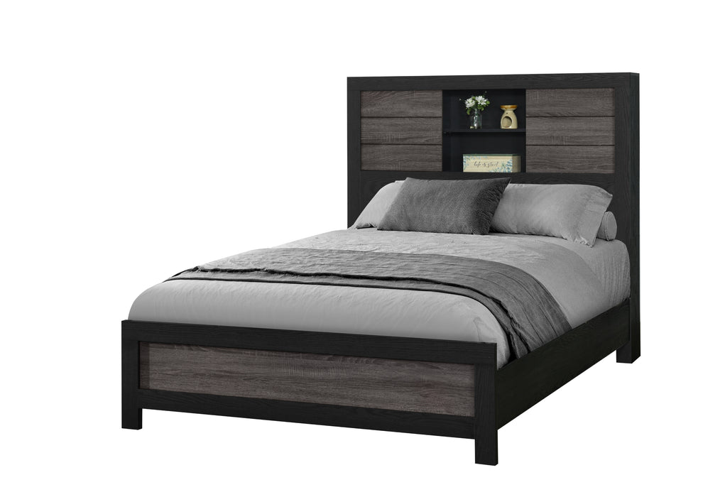 LISBON GREY/BLACK BOOKCASE FULL BED GROUP