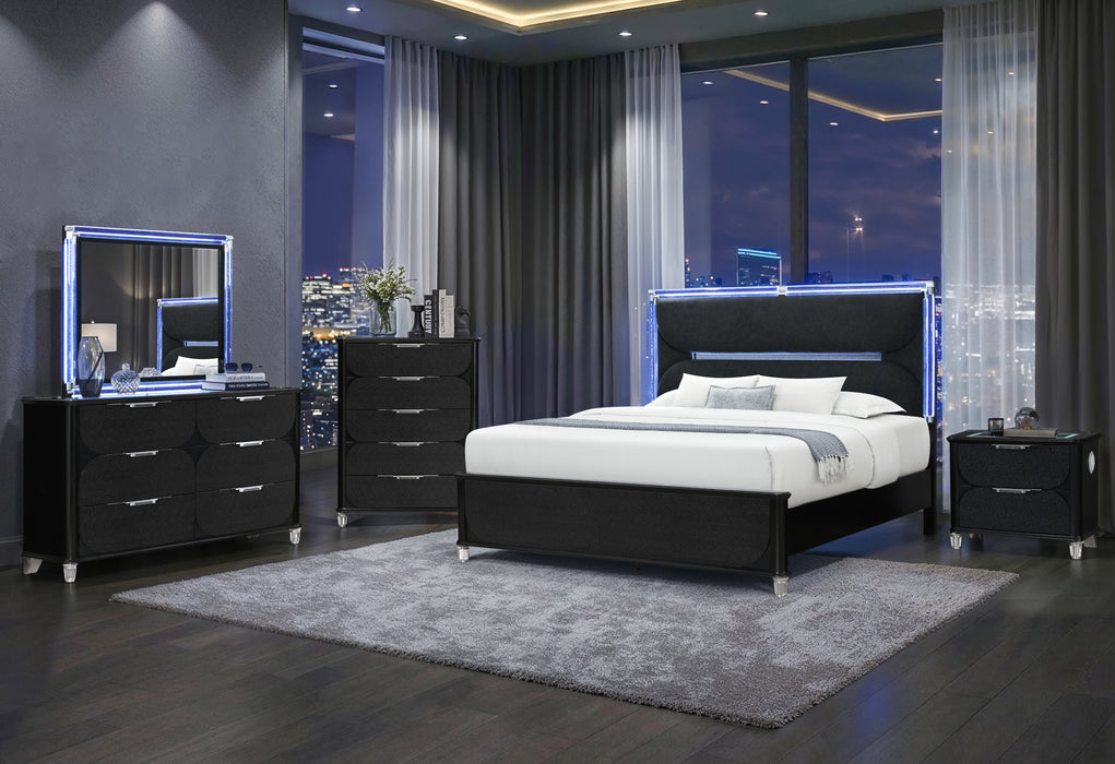 LANDO BLACK KING BED WITH CONTINUOUS LED