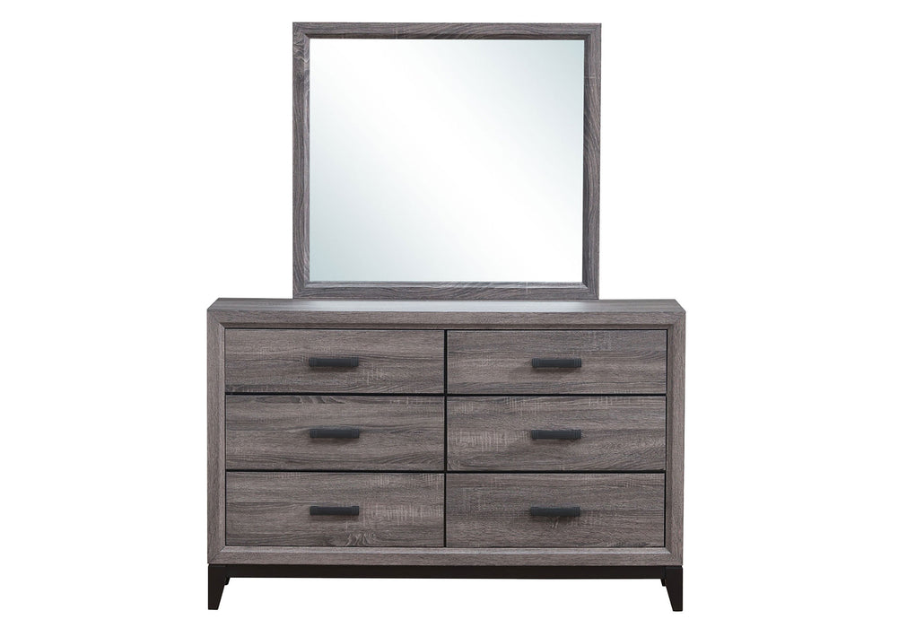 KATE FOIL GREY QUEEN BED, DRESSER, MIRROR, NIGHTSTAND
