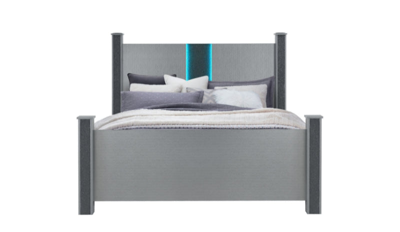 LOGAN SILVER FULL BED GROUP W/ LED AND SPEAKERS