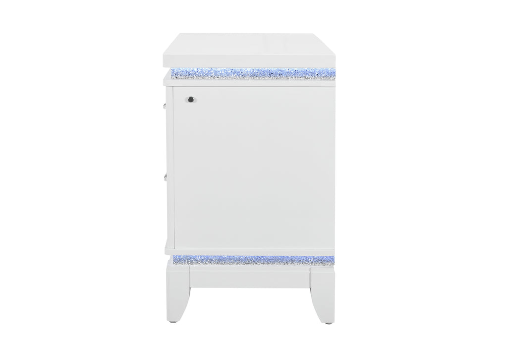 ALINA WHITE NIGHTSTAND WITH LED AND USB