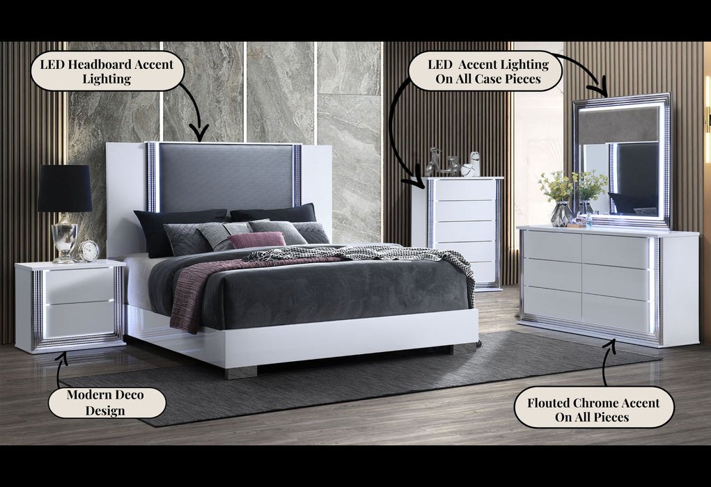 YLIME SMOOTH WHITE DRESSER, MIRROR, NIGHTSTAND