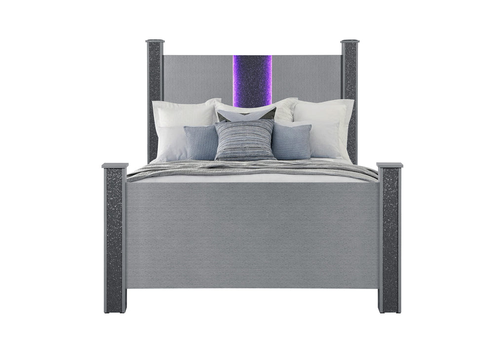 LOGAN SILVER FULL BED WITH LED AND SPEAKERS