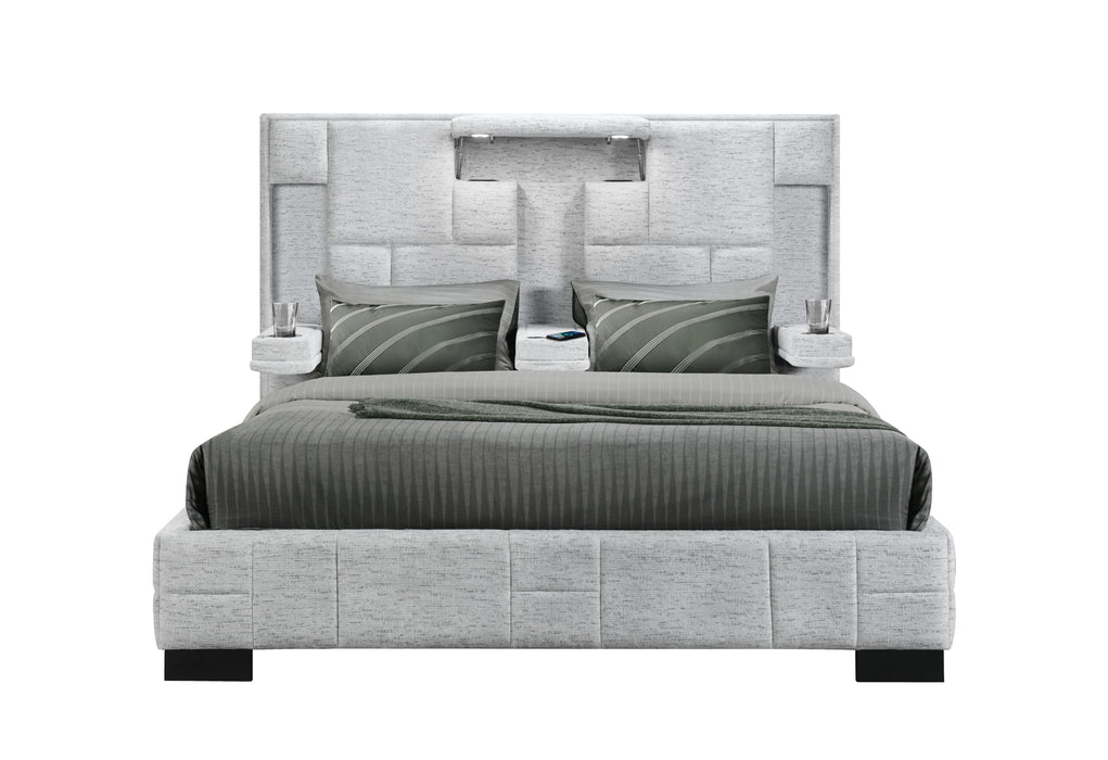 OSCAR GREY KING BED NO WOOD TRIM