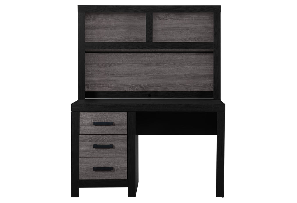 LISBON GREY/BLACK BOOKCASE TWIN BED, DRESSER, MIRROR AND NIGHTSTAND
