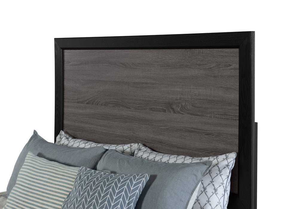 LISBON GREY/BLACK KING BED, DRESSER, MIRROR AND NIGHTSTAND