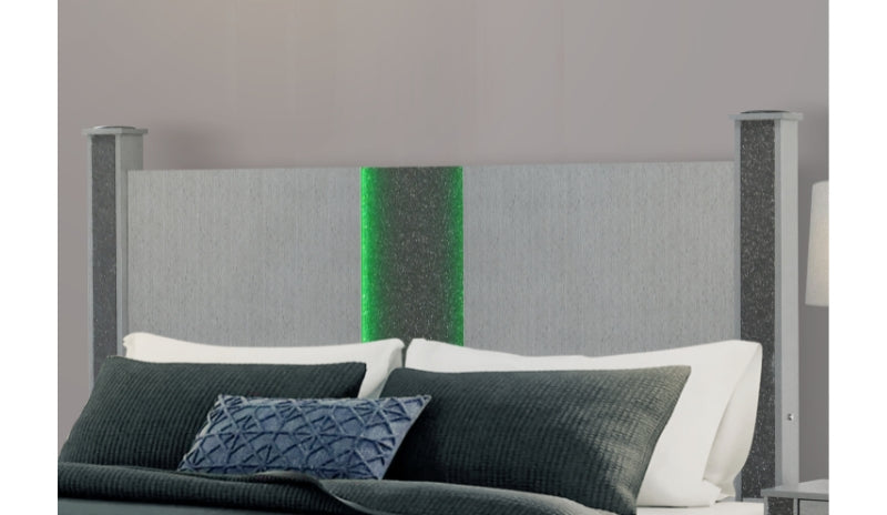 LOGAN SILVER FULL BED GROUP W/ LED AND SPEAKERS